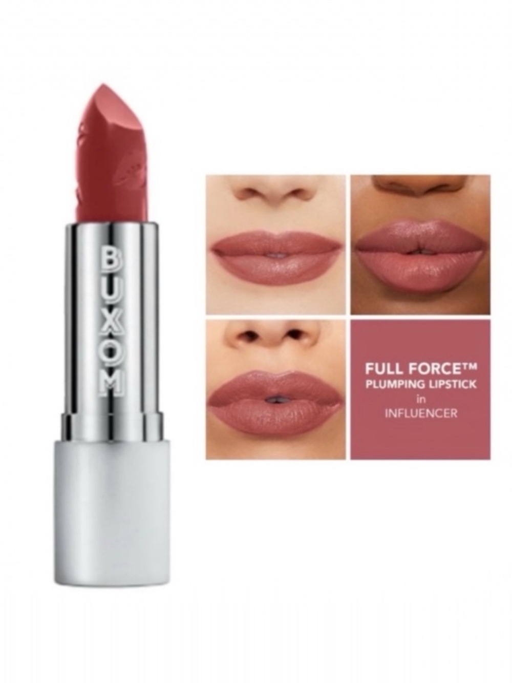 NIB BUXOM DISONTINUED Full Force Plumping Lipstick *Influencer* Rosy Mauve